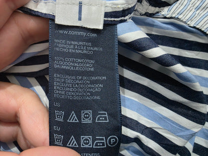 Camisa Tommy Hilfiger Grande L Custom Fit Azul Lineas (Usado)
