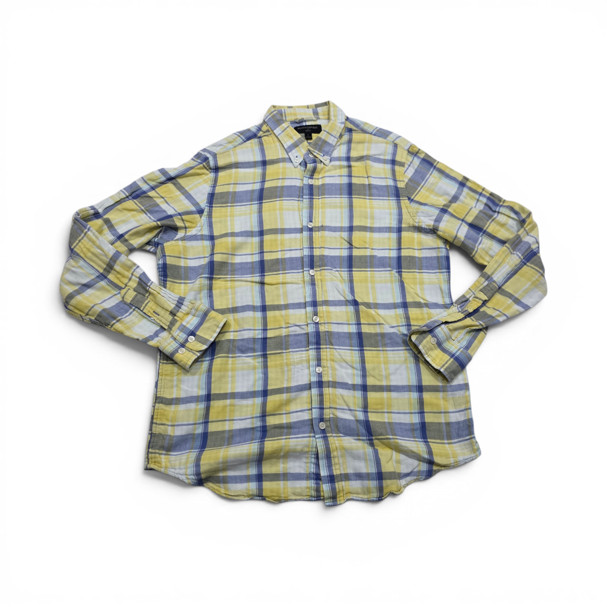 Camisa Banana Republic Grande L Cuadro Amarillo Azul (Usado)