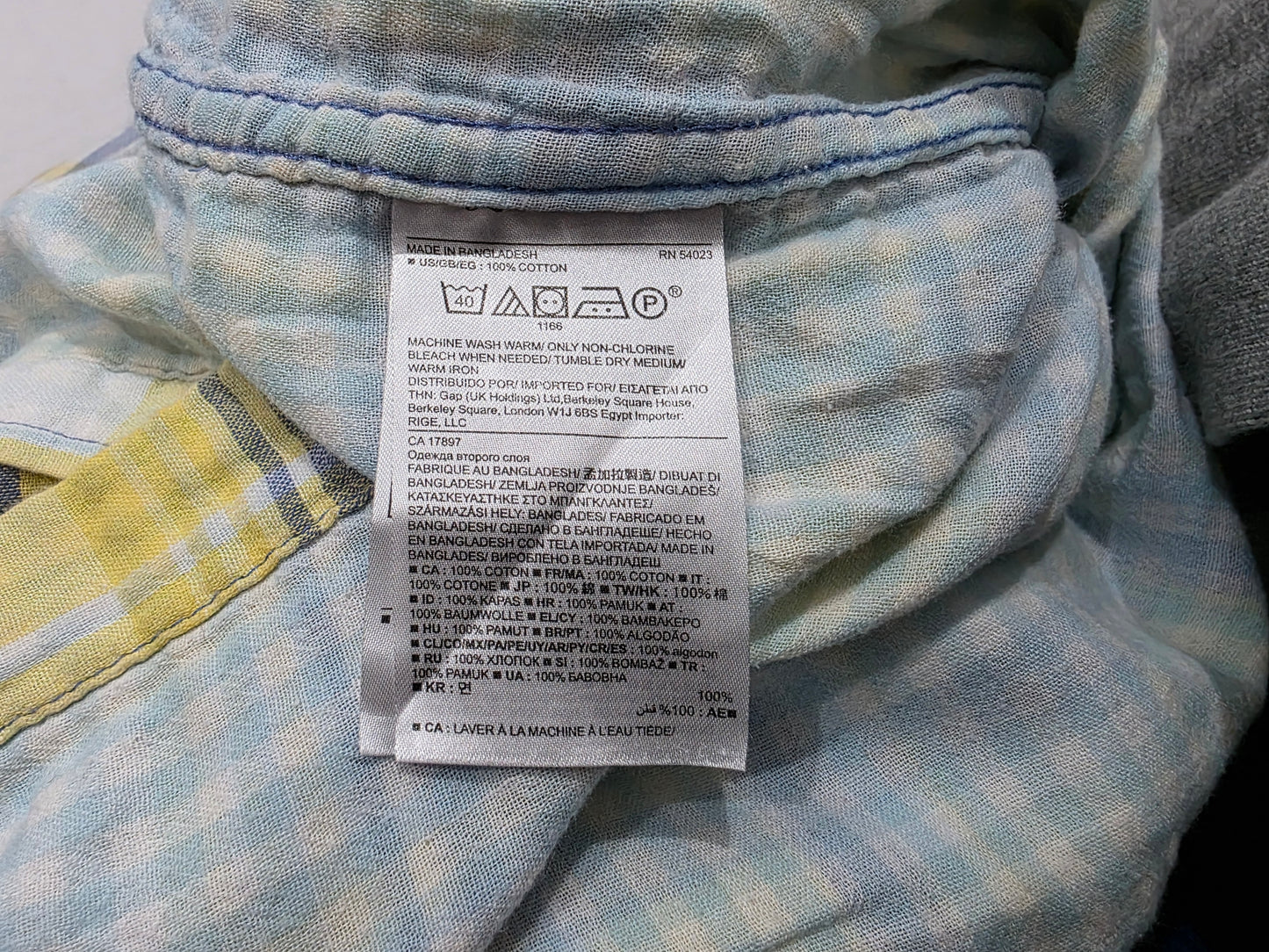 Camisa Banana Republic Grande L Cuadro Amarillo Azul (Usado)