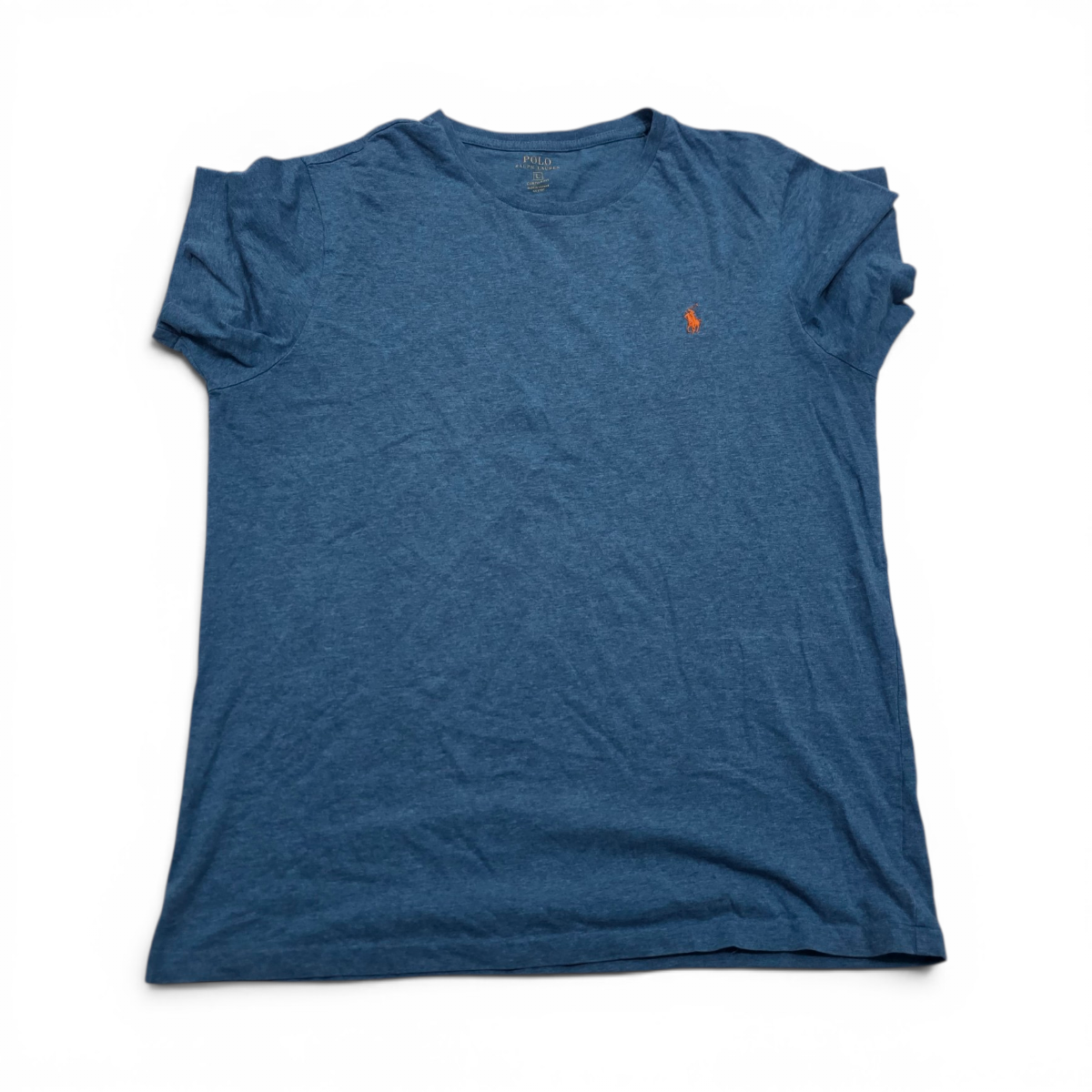 Playera Ralph Lauren Grande L Custom Fit Azul Pony Naranja (Usado)