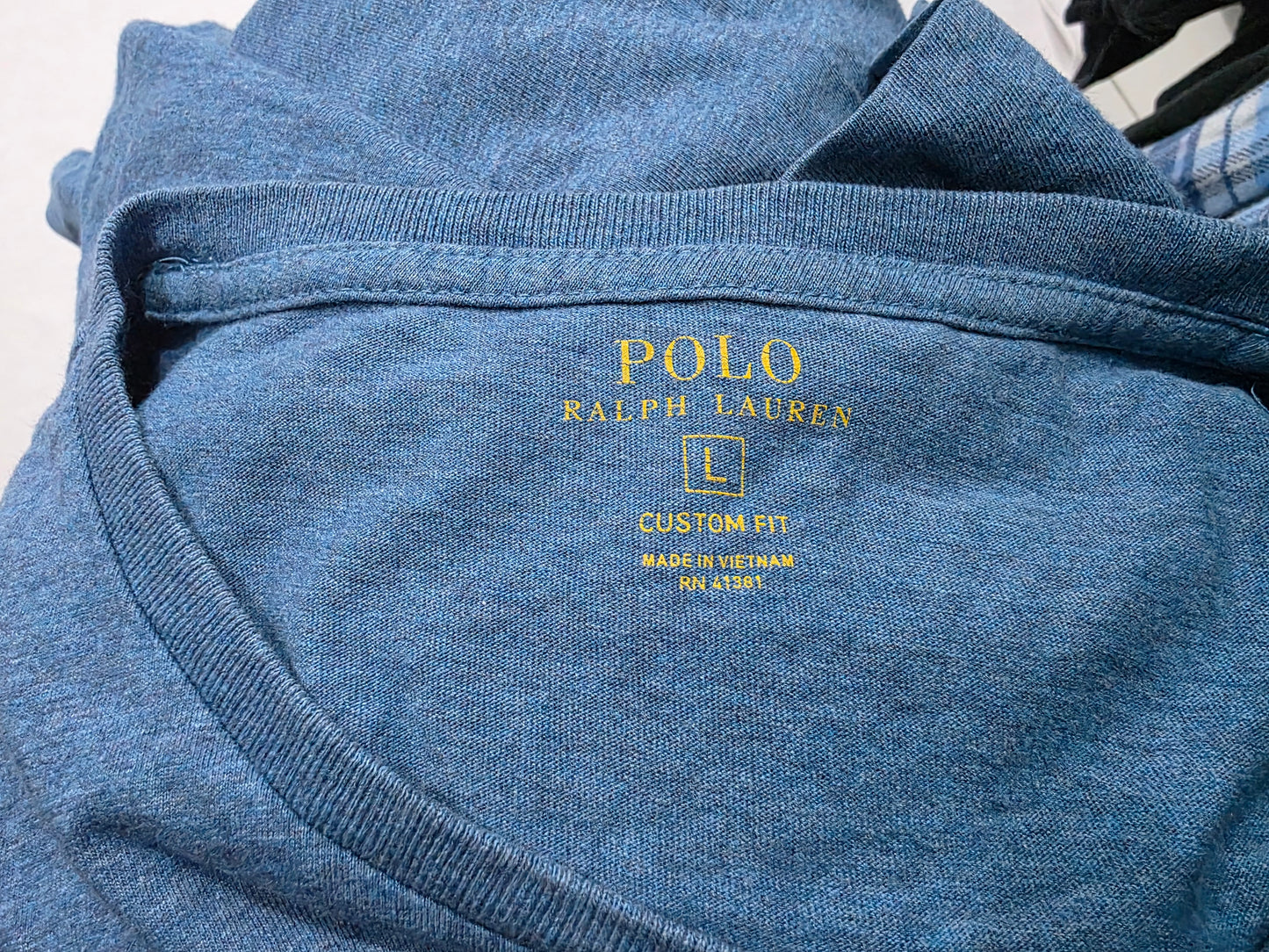 Playera Ralph Lauren Grande L Custom Fit Azul Pony Naranja (Usado)