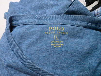Playera Ralph Lauren Grande L Custom Fit Azul Pony Naranja (Usado)