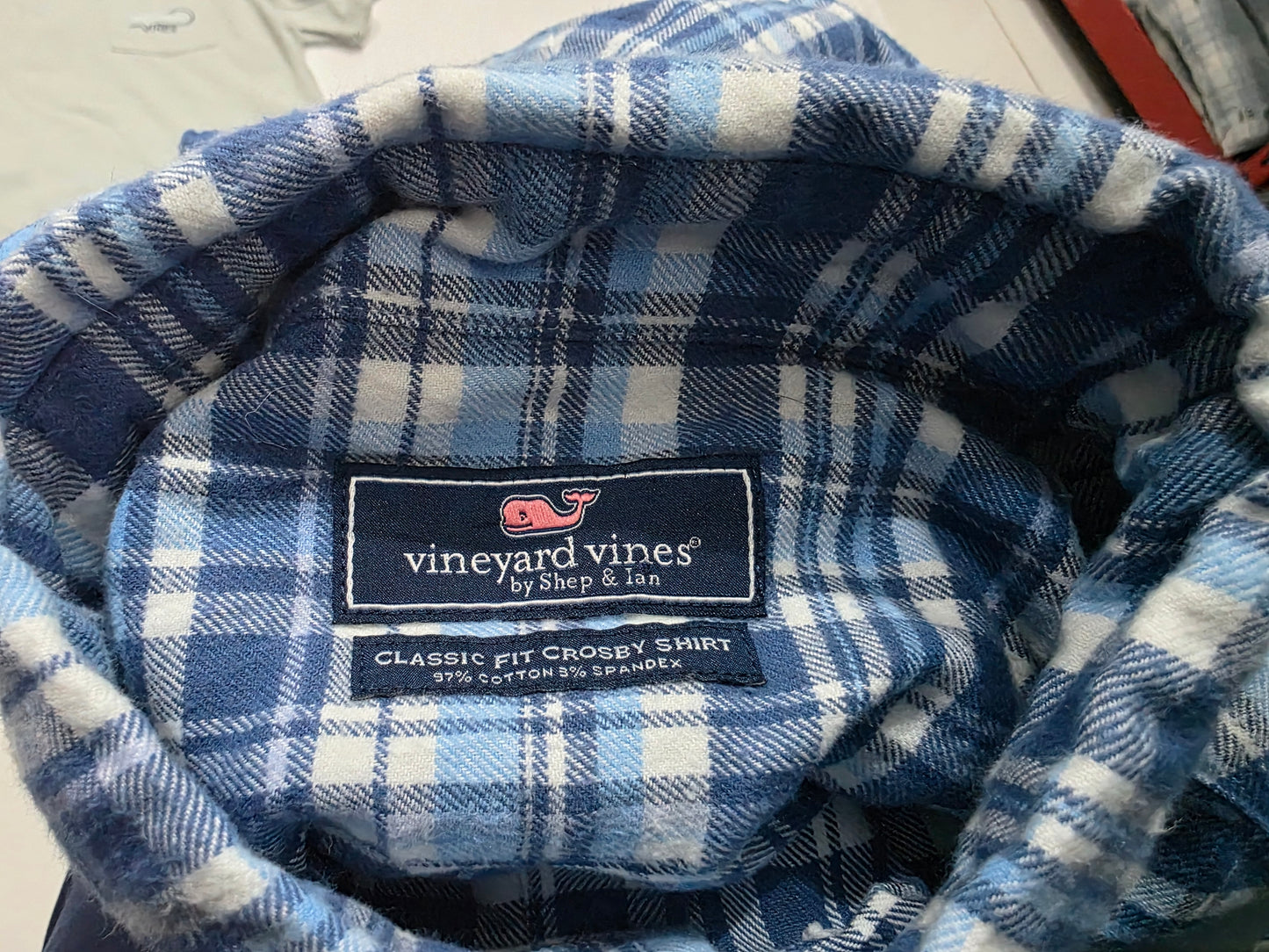 Camisa Vineyard Vines Chico S Classic Fit Azul Cuadro (Usado)
