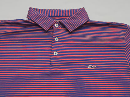 Playera Polo Vineyard Vines Otg Azul Y Rojo Lineas (Usado)