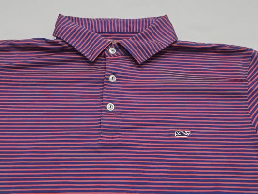 Playera Polo Vineyard Vines Otg Azul Y Rojo Lineas (Usado)