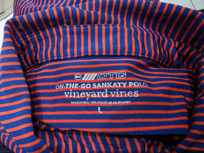 Playera Polo Vineyard Vines Otg Azul Y Rojo Lineas (Usado)
