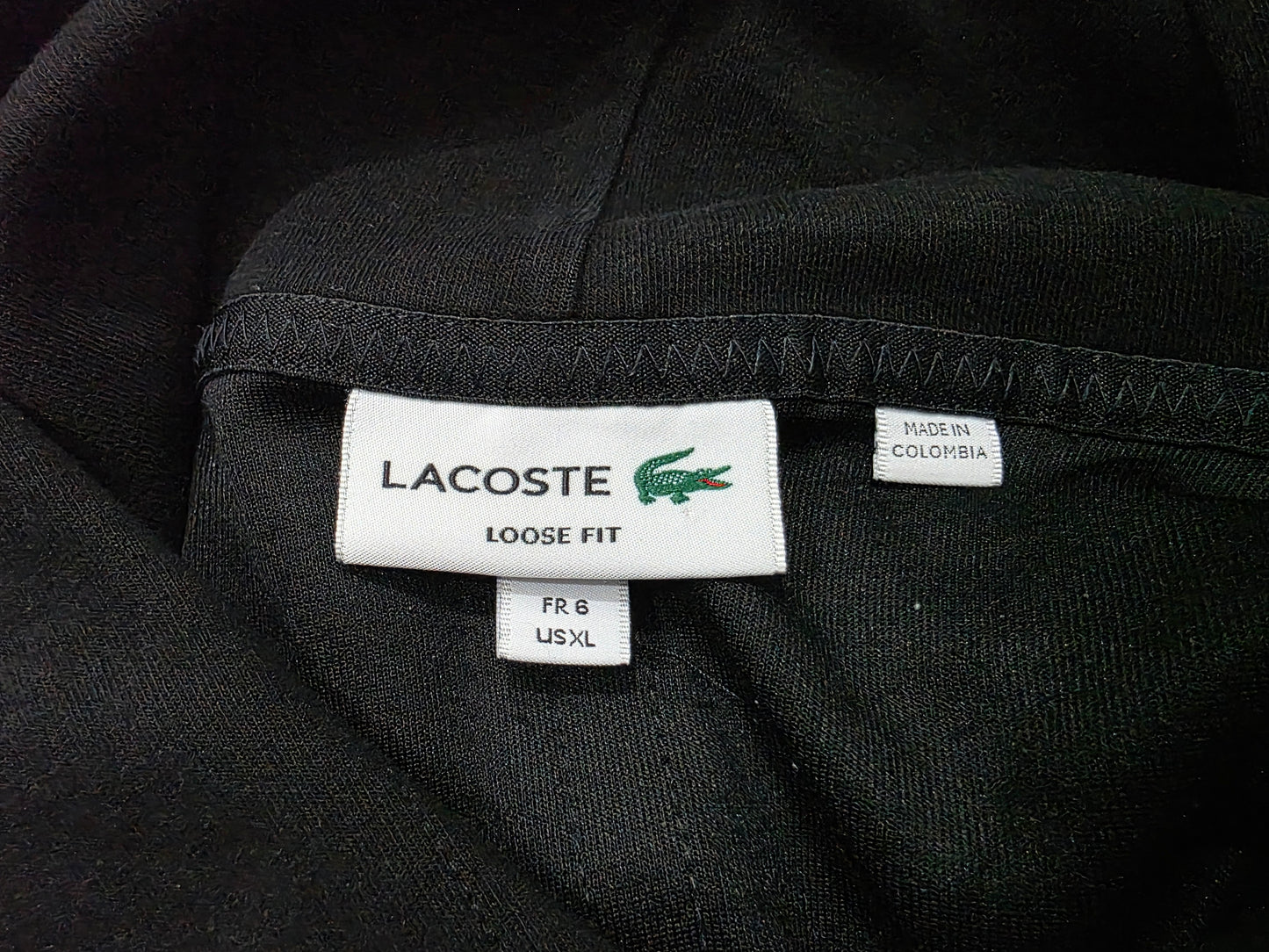 Sudadera Lacoste Xgrande Xl Fr6 Negro Letras Frontales (Usado)