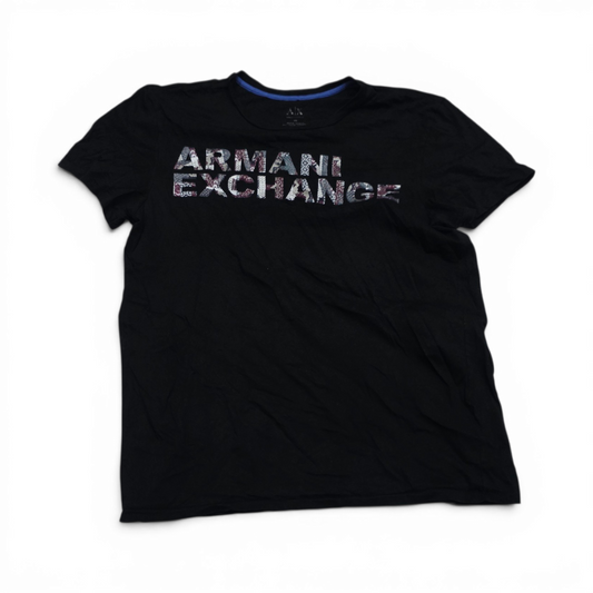 Playera Armani Exchange Xgrande Xl Negro Letras (Usado)