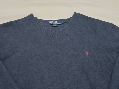 Sueter Ralph Lauren Xgrande Xl Azul Pony Rojo Cuello V (Usado)