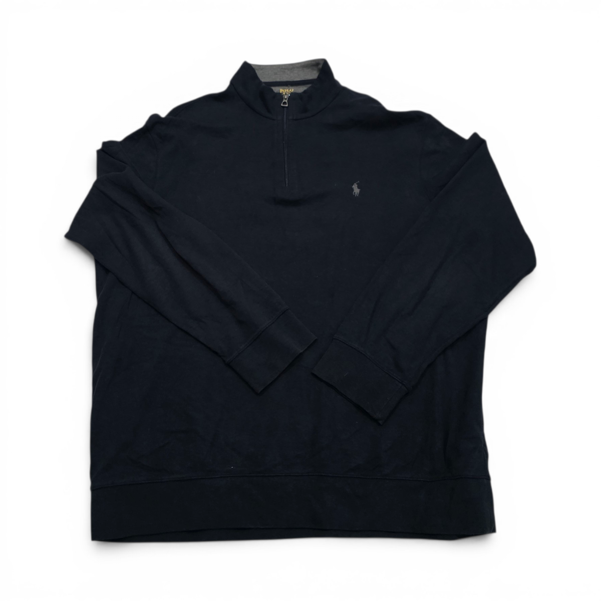 Sueter Ralph Lauren Xgrande Xl Azul Pony Gris Cierre Corto (Usado)