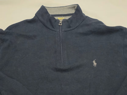 Sueter Ralph Lauren Xgrande Xl Azul Pony Gris Cierre Corto (Usado)