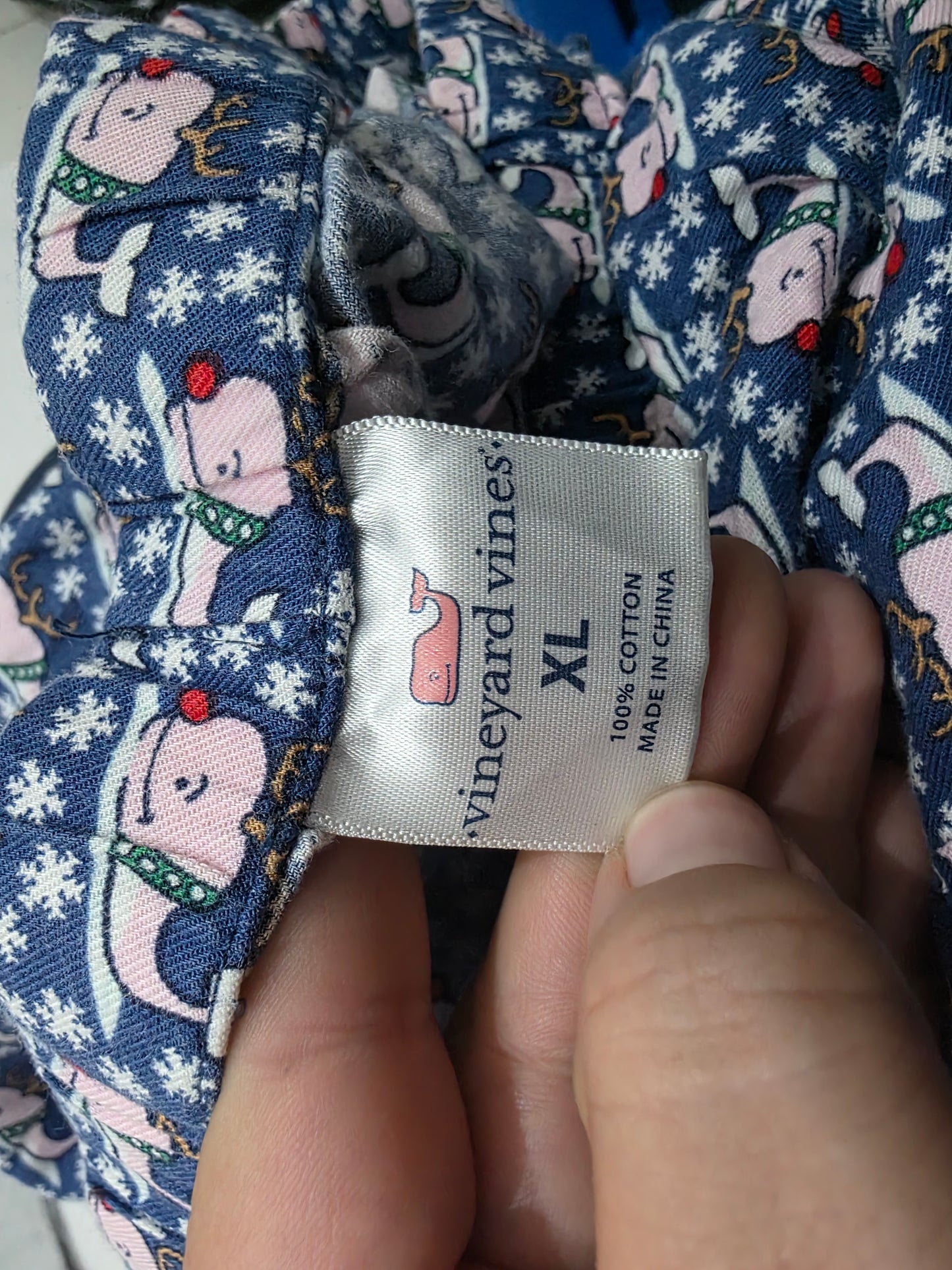 Pijama Vineyard Vines Xgrande Xl Azul Navidad Ballenas (Usado)