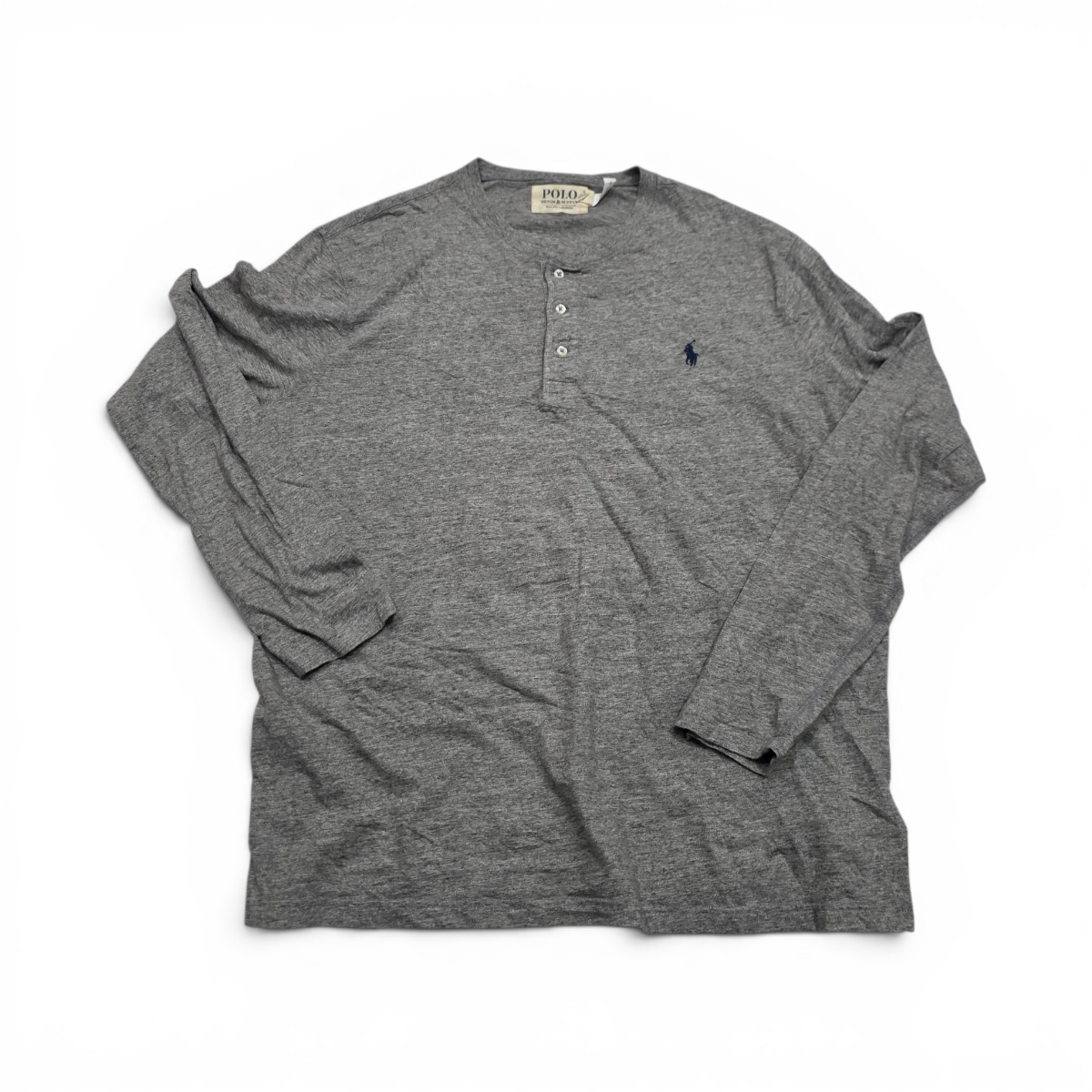 Playera Ralph Lauren Xgrande Xl Gris Pony Azul 3 Botones (Usado)