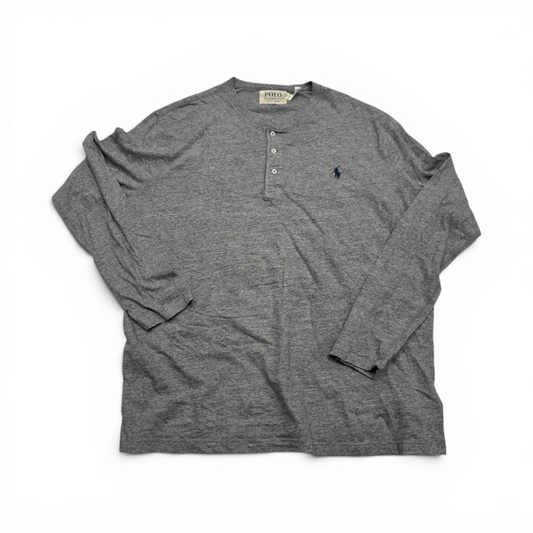Playera Ralph Lauren Xgrande Xl Gris Pony Azul 3 Botones (Usado)