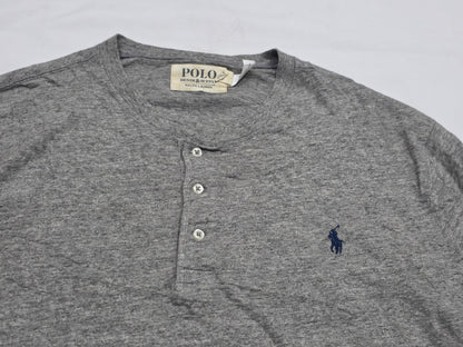 Playera Ralph Lauren Xgrande Xl Gris Pony Azul 3 Botones (Usado)