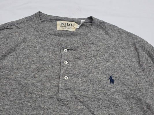Playera Ralph Lauren Xgrande Xl Gris Pony Azul 3 Botones (Usado)