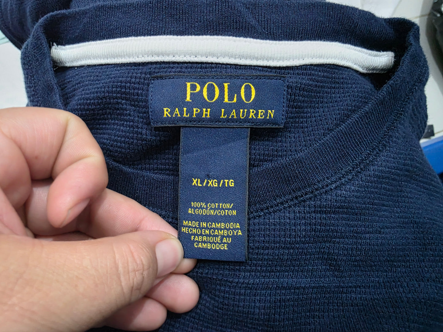 Playera Ralph Lauren Xgrande Xl Azul Pony Blanco Manga Larga (Usado)