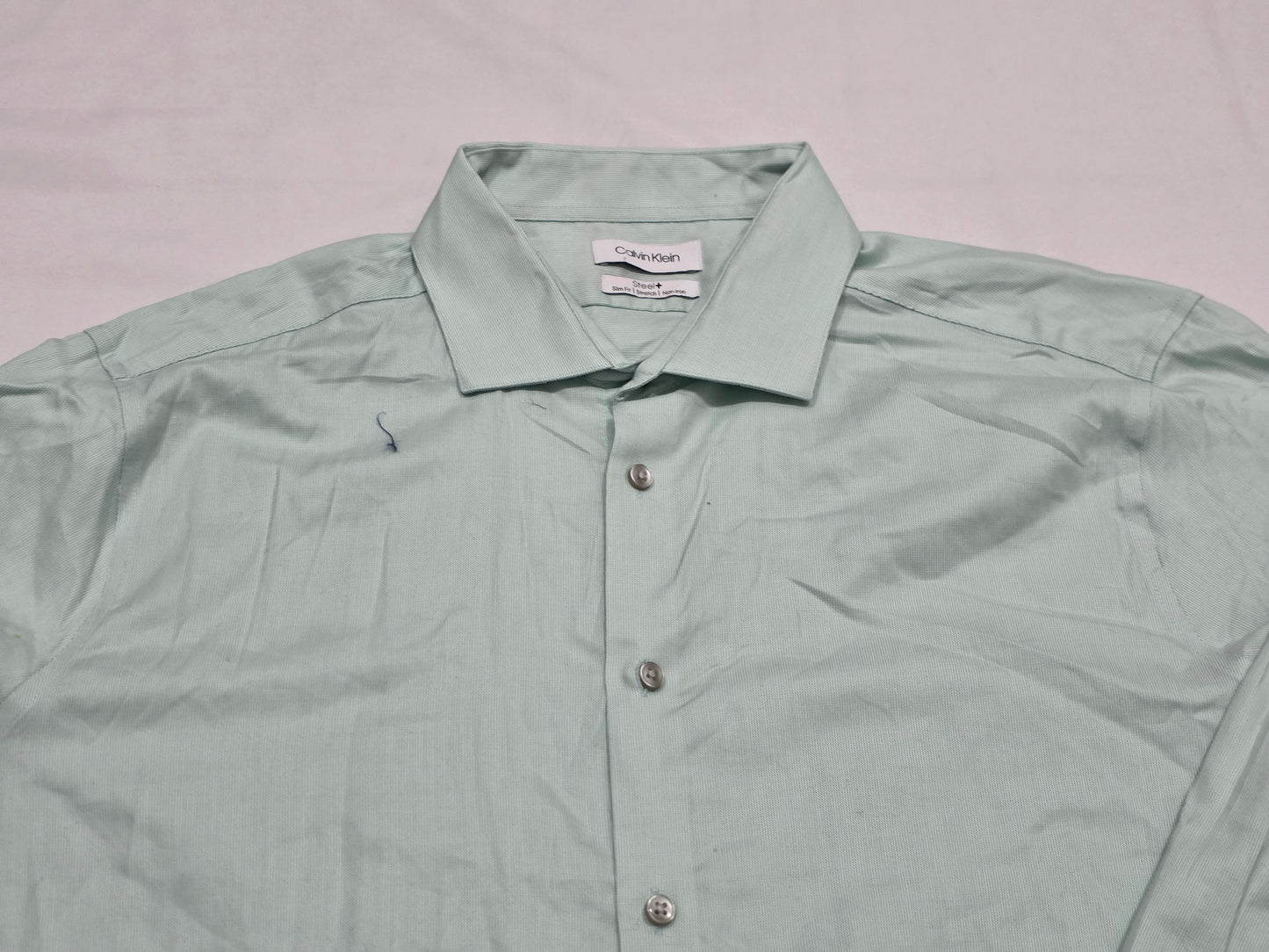 Camisa Calvin Klein Xgrande Xl 17 1/2 36-37 Slimfit Verde (Usado)