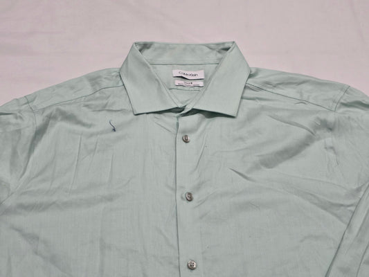 Camisa Calvin Klein Xgrande Xl 17 1/2 36-37 Slimfit Verde (Usado)