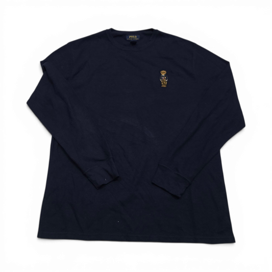 Playera Ralph Lauren Bear Xgrande Xl Azul Manga Larga Osito (Usado)
