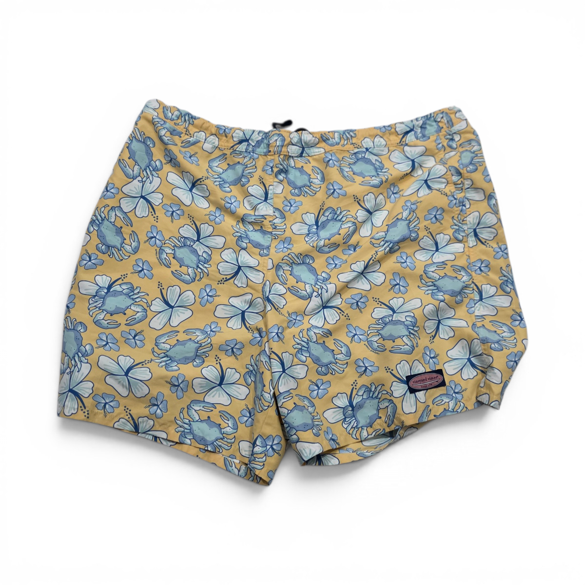 Bermuda Vineyard Vines Xgrande Xl Amarillo Flores Azules (Usado)