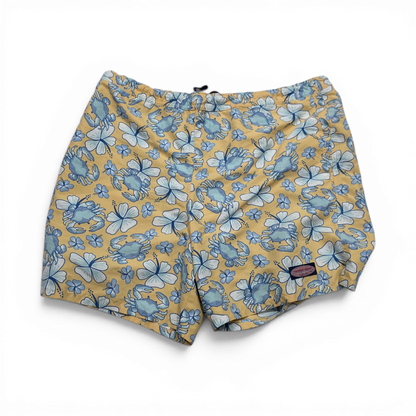 Bermuda Vineyard Vines Xgrande Xl Amarillo Flores Azules (Usado)