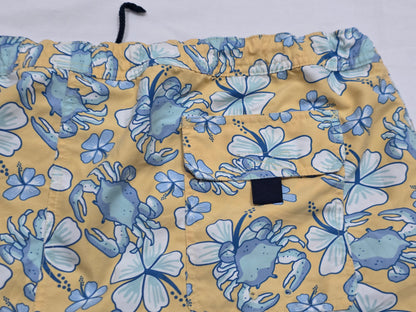 Bermuda Vineyard Vines Xgrande Xl Amarillo Flores Azules (Usado)