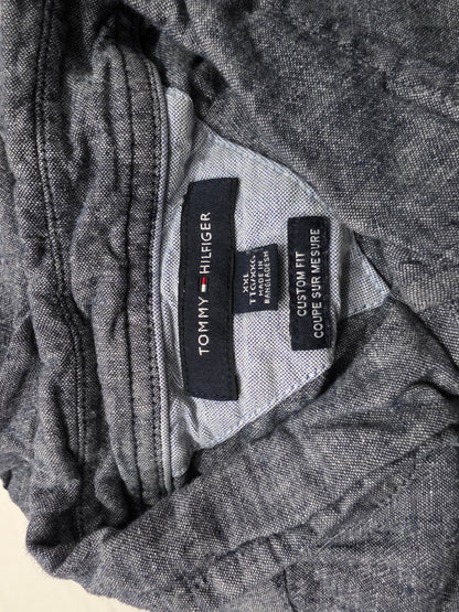 Camisa Manga Corta Tommy Hilfiger 2xl Custom Fit Azul Gris (Usado)