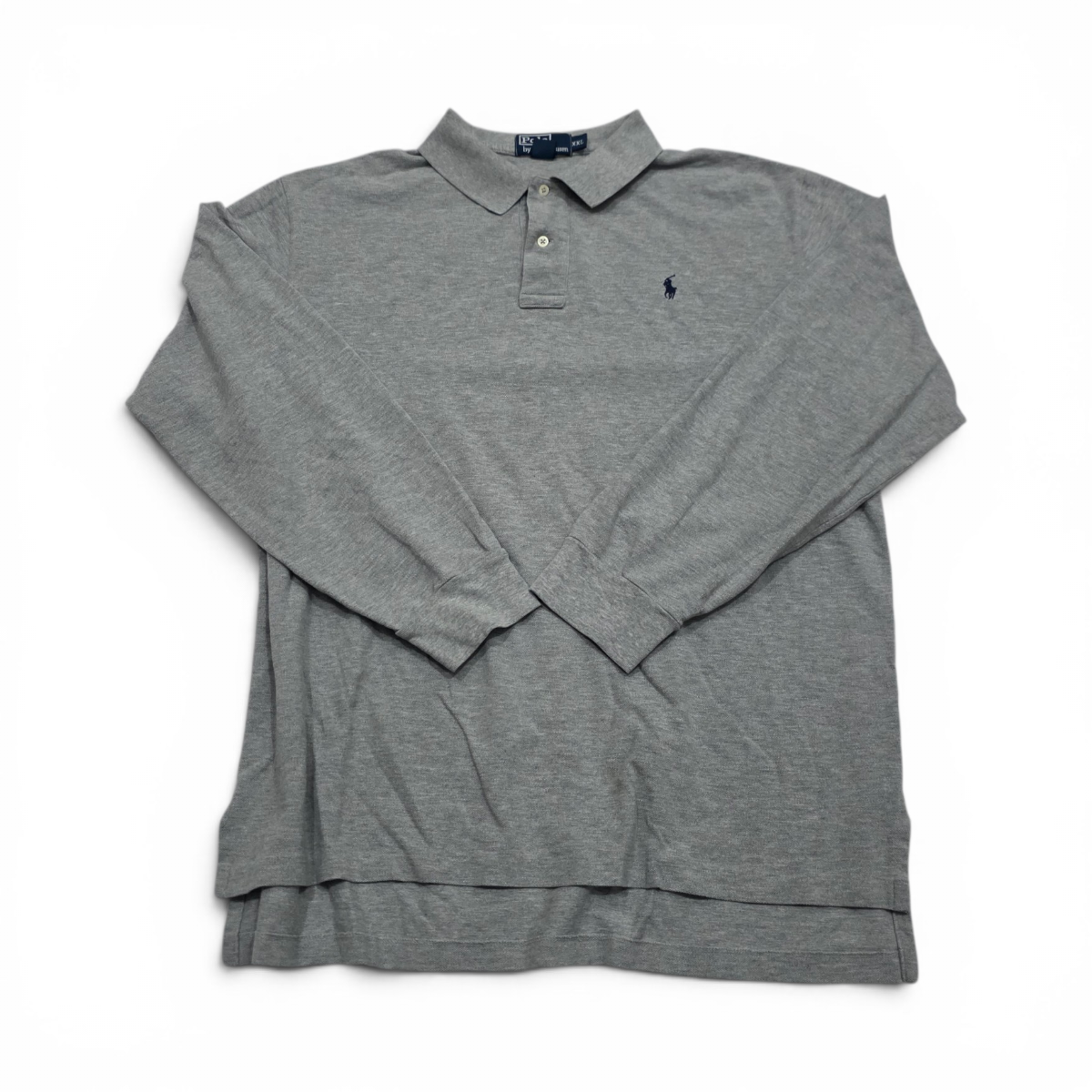 Playera Polo Ralph Lauren 2xl Gris Pony Azul Manga Larga (Usado)
