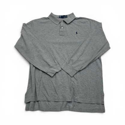 Playera Polo Ralph Lauren 2xl Gris Pony Azul Manga Larga (Usado)