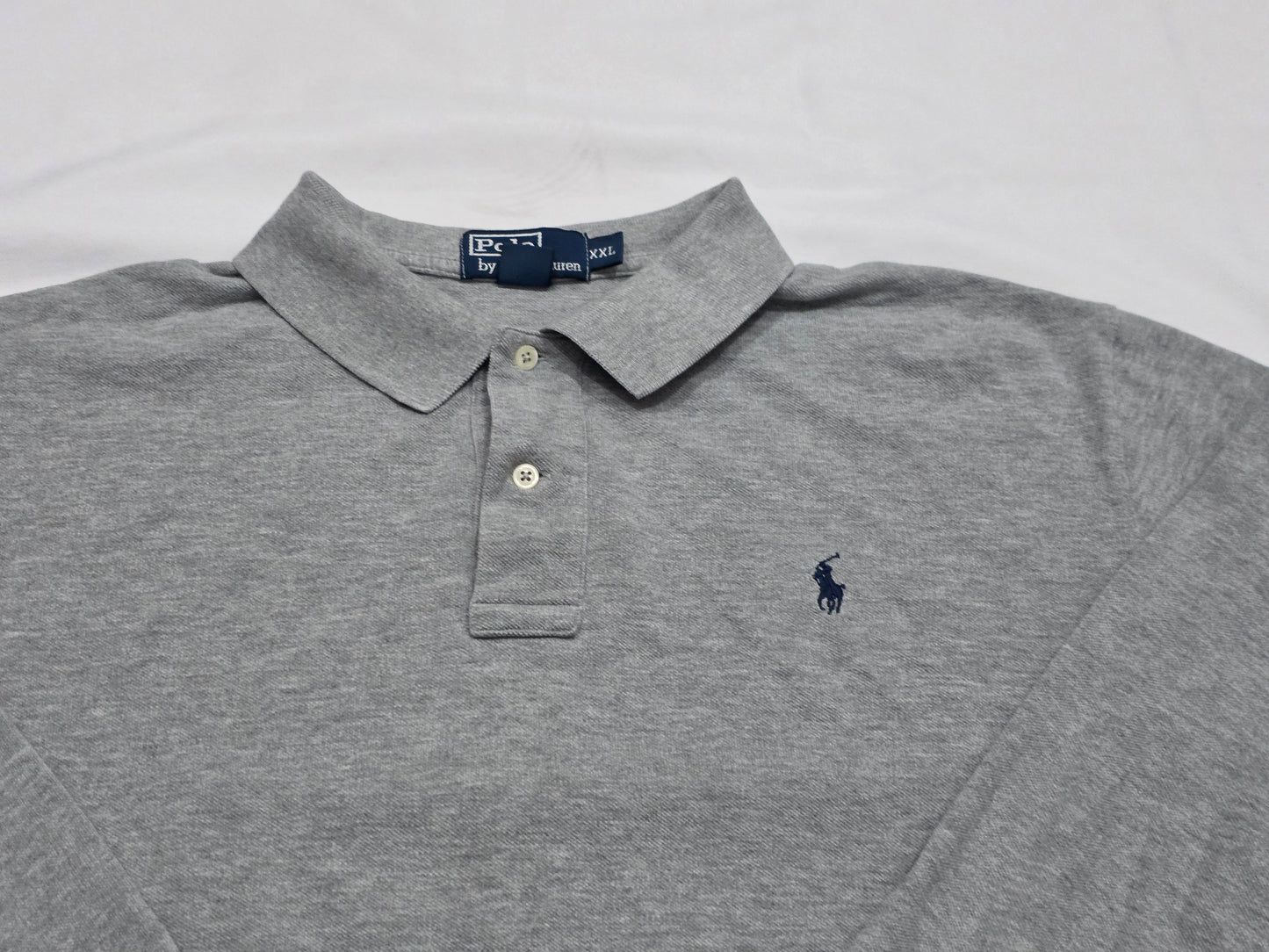 Playera Polo Ralph Lauren 2xl Gris Pony Azul Manga Larga (Usado)