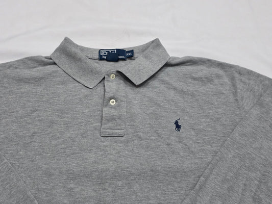 Playera Polo Ralph Lauren 2xl Gris Pony Azul Manga Larga (Usado)