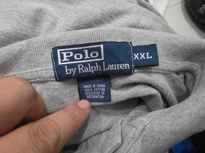 Playera Polo Ralph Lauren 2xl Gris Pony Azul Manga Larga (Usado)