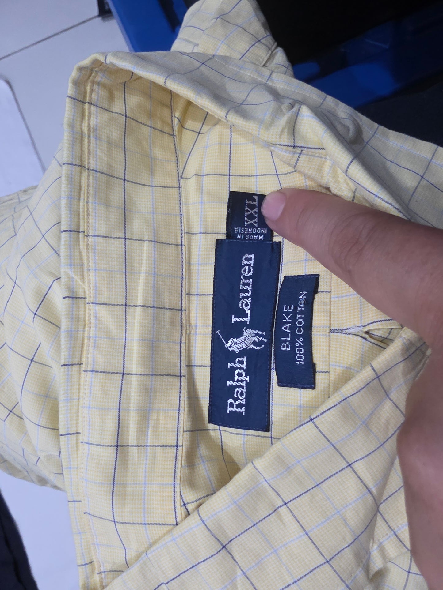 Camisa Manga Corta Ralph Lauren 2xl Blake Cuadro Amarillo (Usado)
