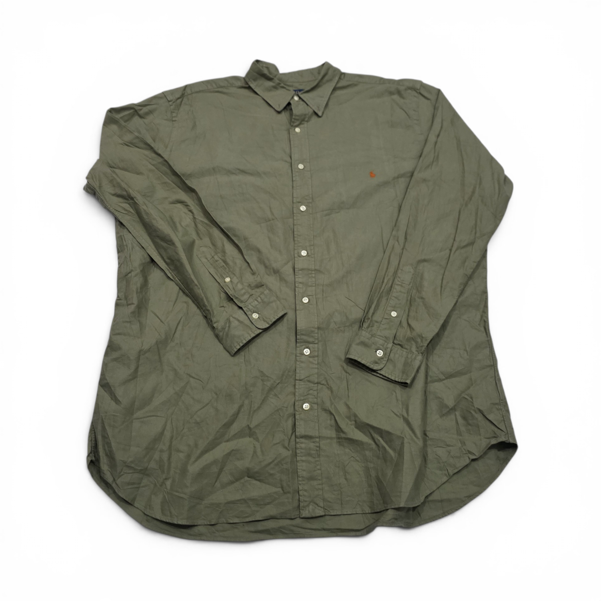 Camisa Ralph Lauren 2xl Alto Verde Pony Naranja (Usado)