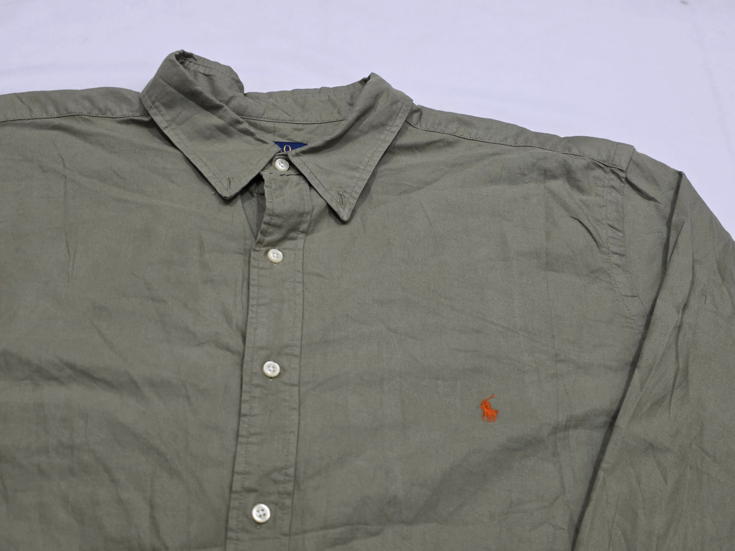 Camisa Ralph Lauren 2xl Alto Verde Pony Naranja (Usado)