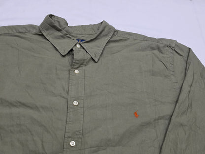 Camisa Ralph Lauren 2xl Alto Verde Pony Naranja (Usado)