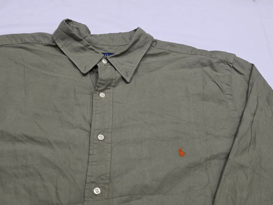 Camisa Ralph Lauren 2xl Alto Verde Pony Naranja (Usado)