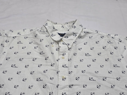 Camisa Manga Corta Ralph Lauren 2xl Alto Blanca Anclas (Usado)