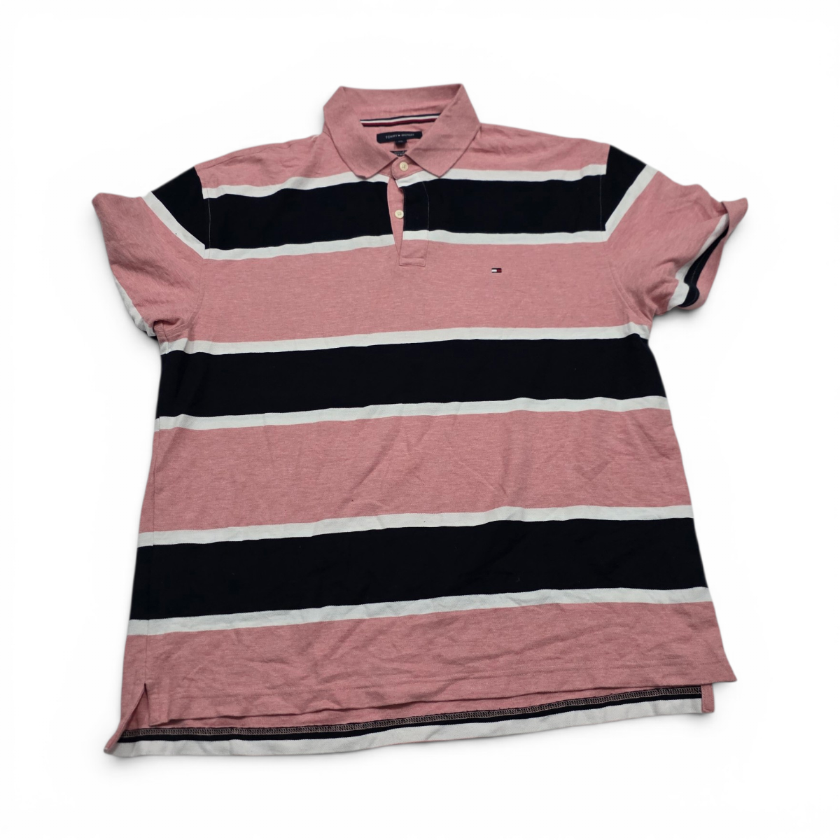 Playera Polo Tommy Hilfiger 2xl Regular Fit Rosa Lineas (Usado)