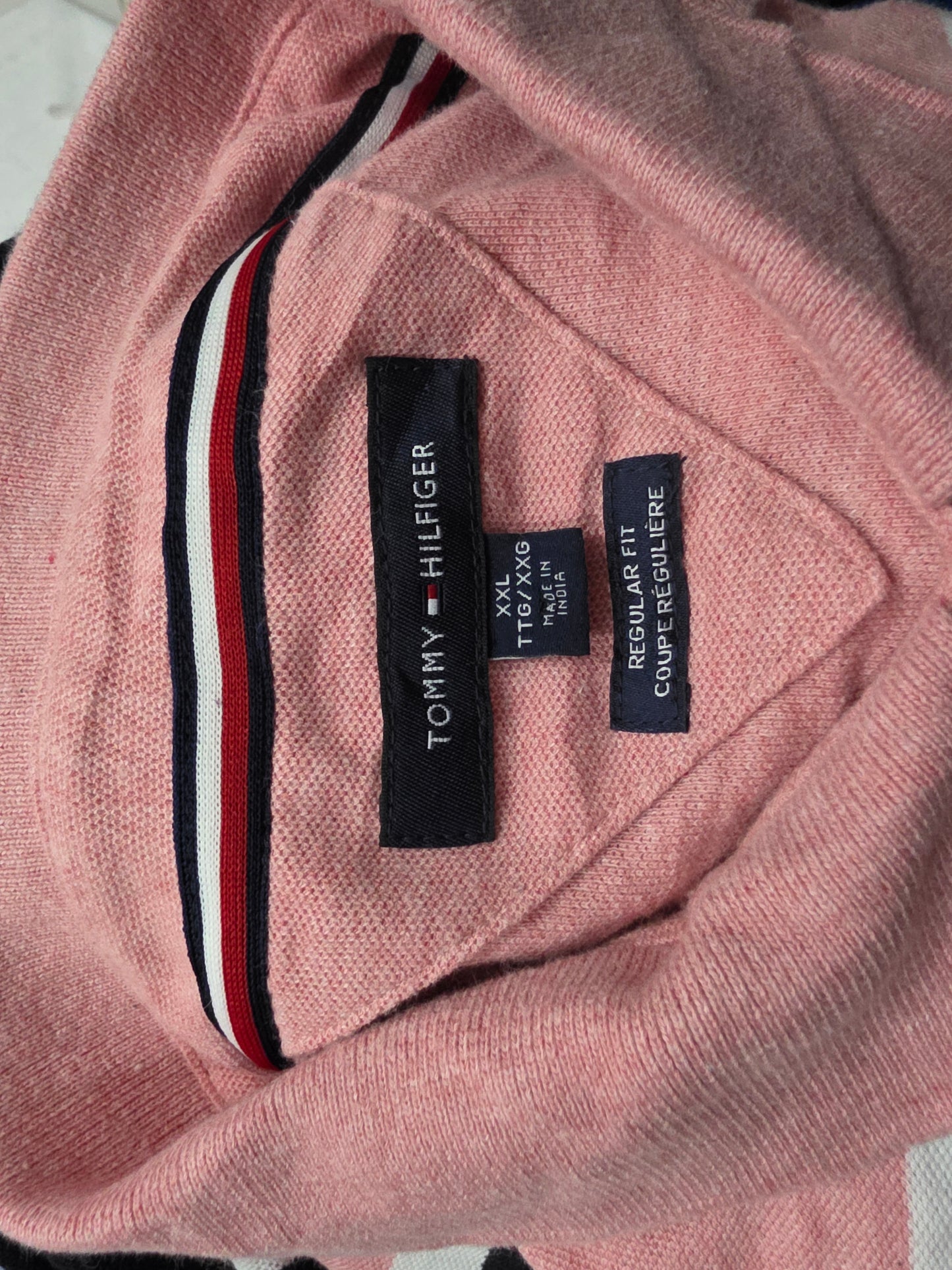 Playera Polo Tommy Hilfiger 2xl Regular Fit Rosa Lineas (Usado)