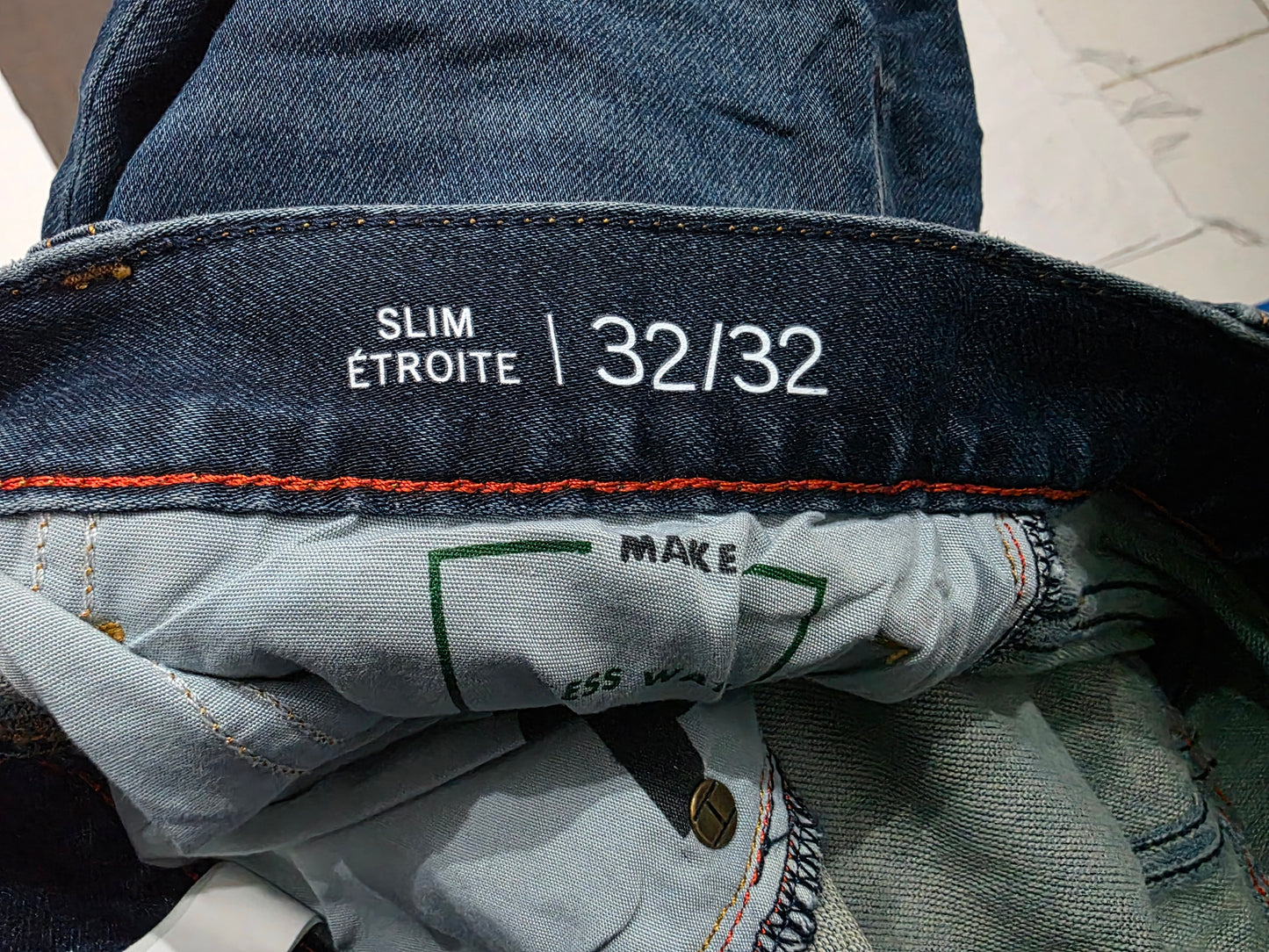 Pantalon Tommy Hilfiger 32x32 Slimetroite Azul (Usado)
