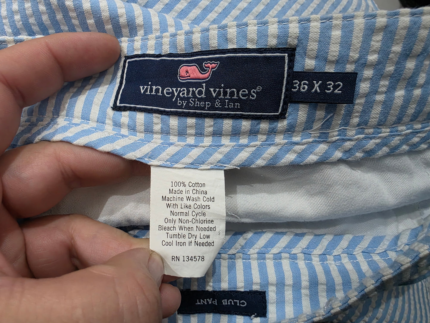 Pantalon Vineyard Vines 36x32 Club Pant Azul Claro Lineas (Usado)