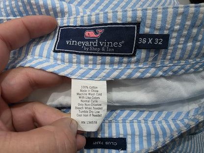 Pantalon Vineyard Vines 36x32 Club Pant Azul Claro Lineas (Usado)