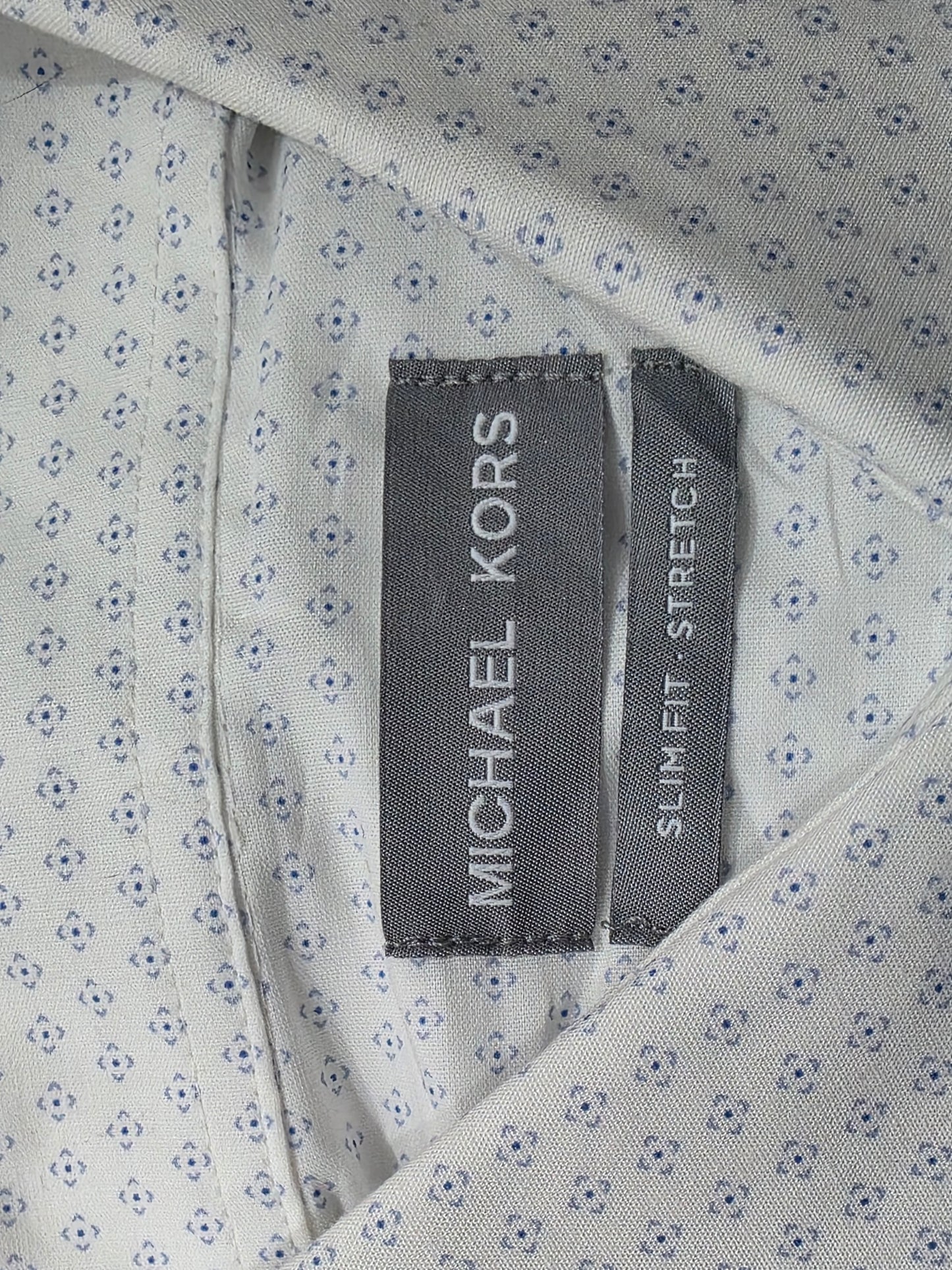 Camisa Michael Kors Mediana M Slimfit Stretch Blaco Figuras (Usado)