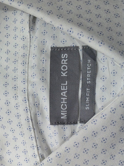Camisa Michael Kors Mediana M Slimfit Stretch Blaco Figuras (Usado)