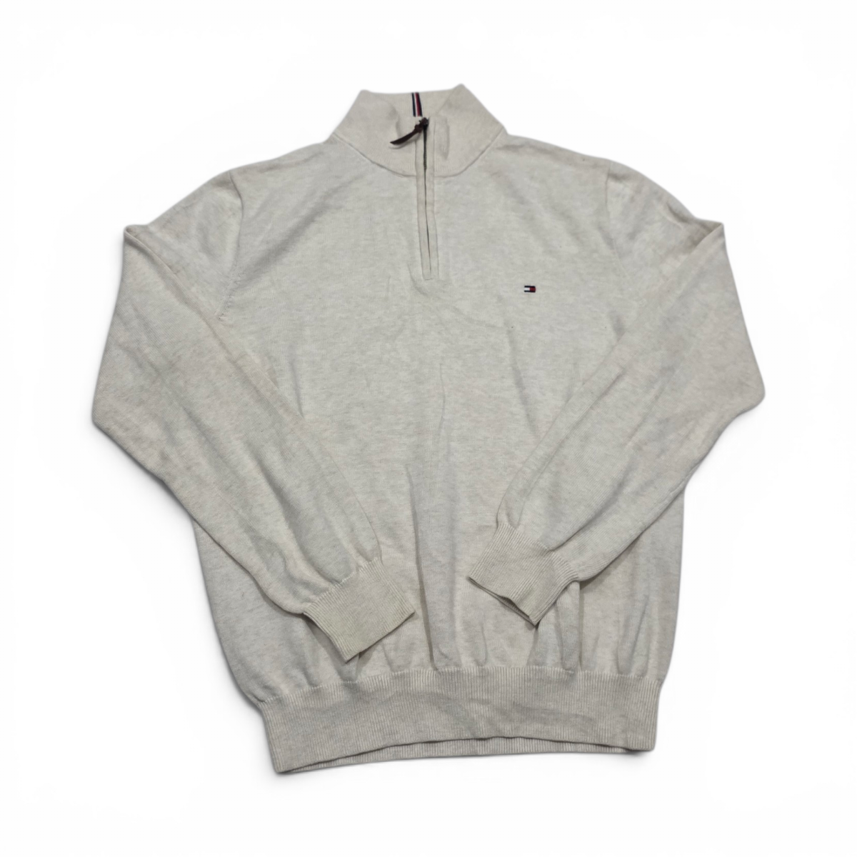 Sueter Tommy Hilfiger Grande L Beige Cierre Corto (Usado)