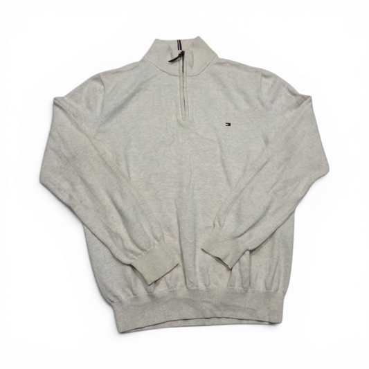 Sueter Tommy Hilfiger Grande L Beige Cierre Corto (Usado)