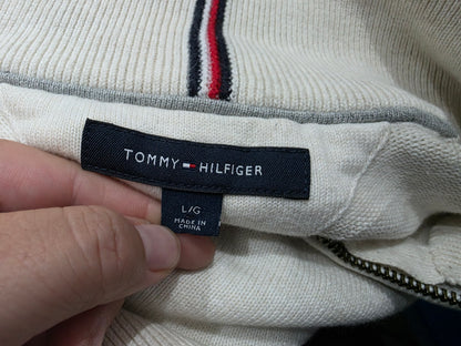Sueter Tommy Hilfiger Grande L Beige Cierre Corto (Usado)