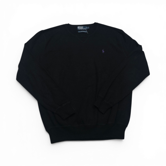 Sueter Ralph Lauren Grande L Negro Pony Morado (Usado)